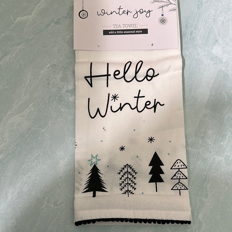 Winter joy tea towel