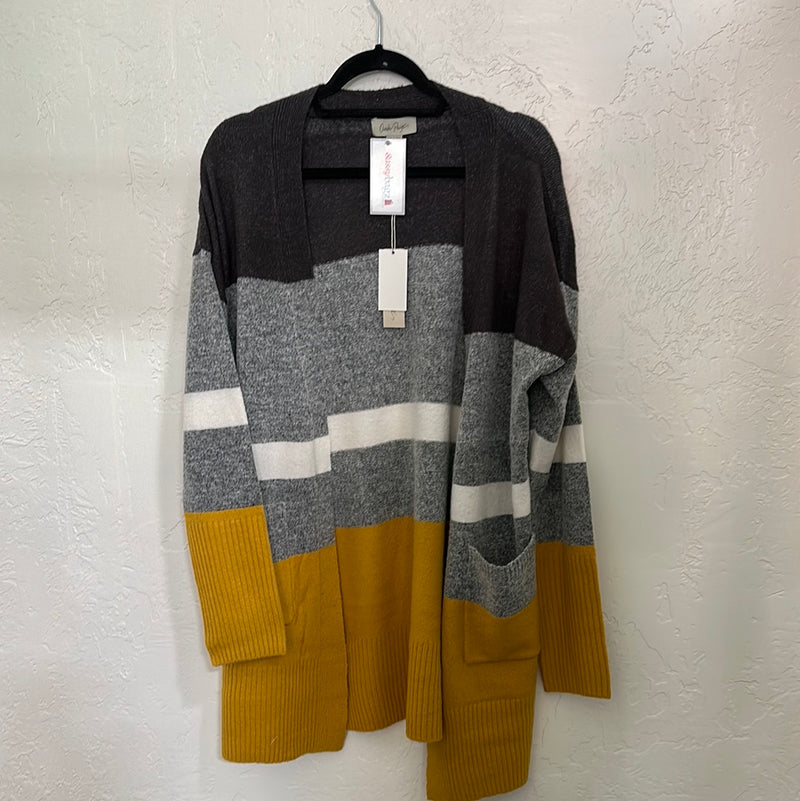 Long color block sweater